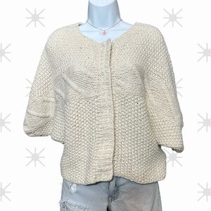 H&M Size Small Shimmery Cream Chunky Knit Cardigan Sweater Cozy classy Boho